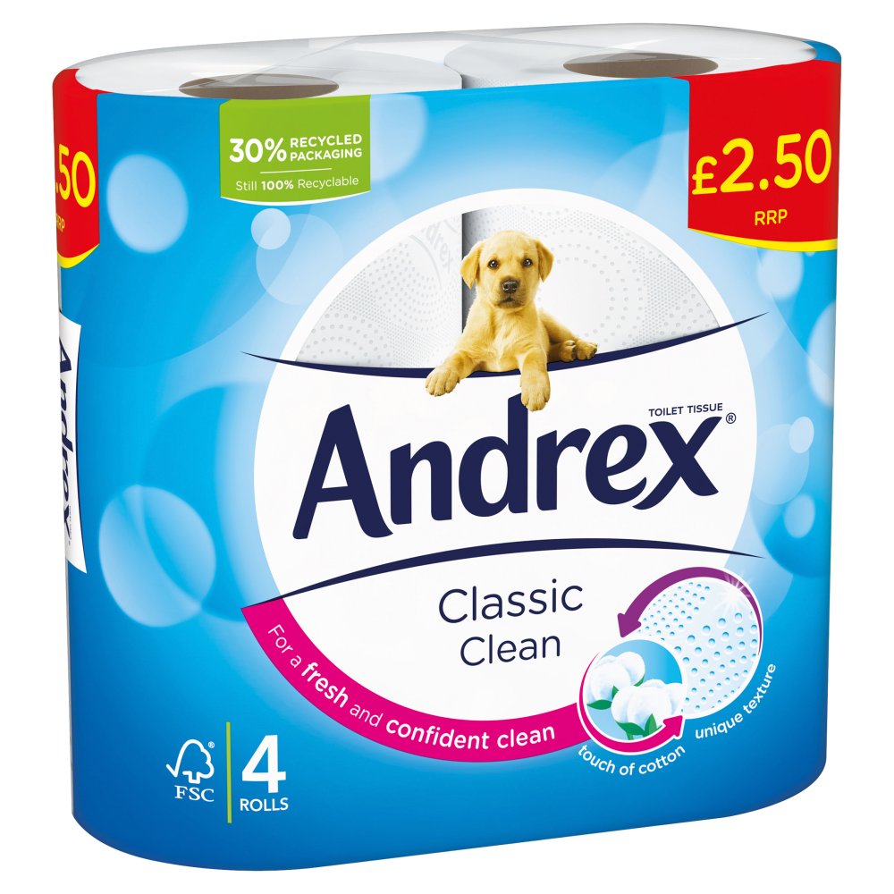 Andrex Classic Clean Toilet Tissue 4 Rolls